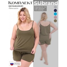 Subrand Viskoz Büyük Beden Şortlu Pijam 336186462 Khaki