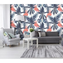 Tropikal Yapraklar Ve Flamingolar Duvar Kağıdı (459071761)