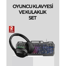 Set Işıklı Klavye Mouse + Bluetooth 5.2 Kulaklık Oyuncu Paketi