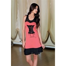 Bayan Tüllü Gecelik Elbise Bej