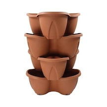 Omnipazar So-pks3 Pamukkale Dekoratif Saksı Çilek Saksı 4'lü Set 12.5 Litre Kiremit No 3