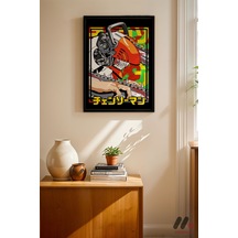 Chainsaw Man Anime Poster, Siyah Çerçeveli Duvar Tablosu - Anime Severlere Özel Hediye