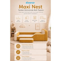 Dizanor Maxi Nest Montessori Çocuk Karyola Yatak Seti Sarı Fitilli 70 X 140