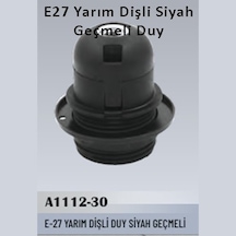 100 Adet E27 Yarım Dişli Siyah Geçmeli Duy
