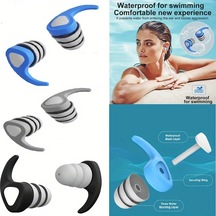 Gateesat 3 Çift Yetişkinler İçin Konforlu Silikon Yüzme Kulak Tıkacı Mavi Gri Siyah