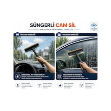 Süngerli Cam Sil Çift Taraflı Silikon Çekçekli Cam Temizleme Aparatı İz Bırakmayan Cam, Ayna, Duşakabin Ve Araç Camı Temizleyici Cam Silme Mopu Çek Pas