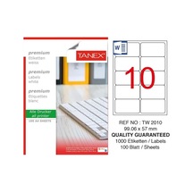 Tanex TW-2010 99,06x57mm Kuşe Laser Etiket 100 Lü Paket