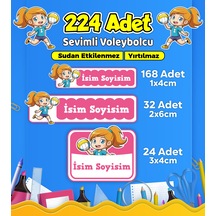 Voleybol Temalı Okul Kreş Kişiye Özel İsim Etiket Seti - Model 549 Çok Renkli