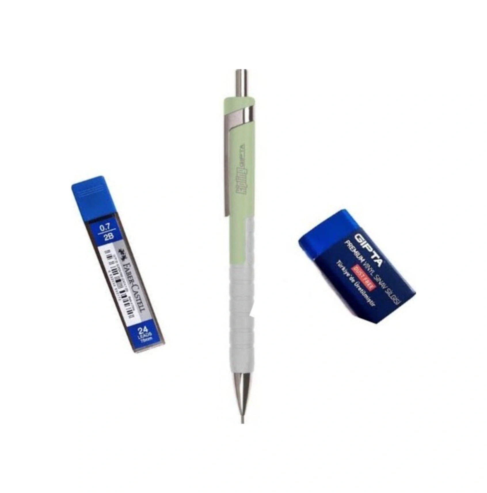 Kipling 0,7 Versatil Kalem, Sınav Silgisi, Faber Castell 24 Lü 0,7 Uç. Yeşil