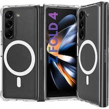 Samsung Uyumlu Galaxy Z Fold 4  Silikon Kılıf Köşe Korumalı Kablosuz Şarj Destekli 2 Parça Kılıf Şeffaf