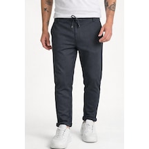 Bürke Erkek Koyu Gri Renk Bel Lastikli Likralı Esnek Dar Kalıp Slimfit Pantolon