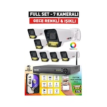 7 Kameralı 1080p Fullhd 5mp Lensli 9 Led Renkli Gece Görüşlü Güvenlik Kamerası Seti - 1tb