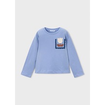Mayoral Kış Sezon Kız Çocuk Uzun Kol Cep Detaylı Tshirt - Mavi