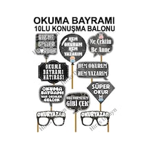 Okuma Bayramı Karatahta Konuşma Balonu Seti 10 Parça Selfie Aksesuarı