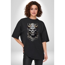Dünyalar Savaşı Kahraman Pamuklu Bisiklet Yaka Unisex Oversize Boyfriend Dijital Baskılı Siyah T-shirt Siyah