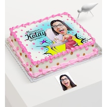 Kişiye Özel Bayan Süslü Karikatür Baskılı Yaş Pasta Için Yenilebi