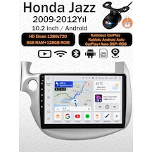 Honda Jazz 2009-2012 Uyumlu 8gb Ram 128gb Android Navigasyon Multimedya Tesla Ekran Android Teyp Double Teyp Kablosuz Carplay Android Auto Bluetooth Wifi Gps Geri Görüş Kameralı 10.2"
