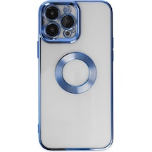 Apple iPhone Uyumlu 14 Pro Max Kılıf Slot Silikon - Mavi Düz Renkli