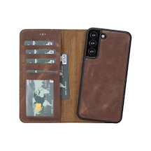 Samsung Galaxy S22 Plus Uyumlu Deri Cüzdanlı Kılıf Mwwn G2 Kahve Standart
