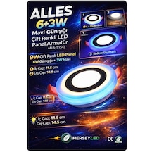 Alles 6+3w Mavi Günışığı Çift Renkli Led Panel Armatür Gün Işığı