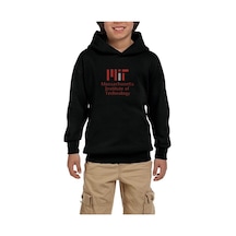 Zepplin Giyim Massachusetts Institute Of Technology Logo Siyah Çocuk Kapşonlu Sweatshirt Siyah