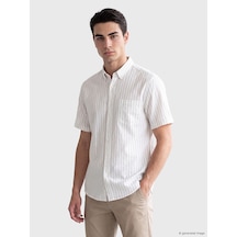 Lcwaıkıkı Classic Sarı Regular Fit Çizgili Poplin Erkek Gömlek