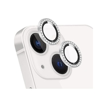 Taşlı Tasarım Temperli Cam Kamera Lens Koruyucu - Gümüş