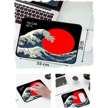 Dalga Kırmızı Ay Tasarımlı 33x28 Cm Mousepad Kaymaz Taban Rahat Konforlu Mouse Pad