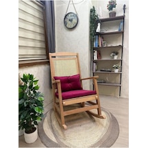 Asedia Veranda Naturel Fuşya Minderli Hasırlı Sallanan Sandalye Dinlenme Koltuğu