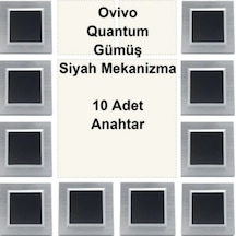 Asyagrup Ovivo Quantum Gümüş Çerçeve,siyah Anahtar - 10 Adet