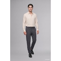 Defacto Regular Fit Polo Yaka Modal Uzun Kollu Gömlek H5254ax26auer105 Ekru-er105