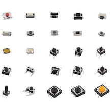 125 Adet Tact Switch Seti Dip Smd Kılıf 25 Farklı Çeşit Şeffaf Poşette