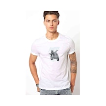 Motorcycles Baskılı Beyaz Erkek Tshirt