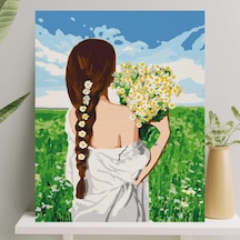 Sayılarla Boyama Tuval Seti Fırça Boya Dahil Çıtalı 40x50 Cm - Papatyalar Standart