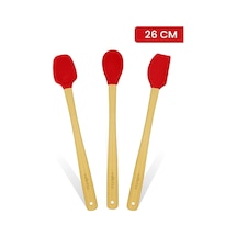 Valletta Indigo 3'lü Kırmızı Bambu Silikon Spatula Seti Uzun 26 C Valletta Indigo 3'lü Kırmızı Bambu Silikon Spatula Seti Uzun 26 C