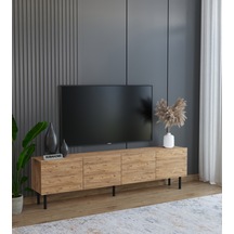 Minimalist 160 Cm Demir Ayaklı Ahşap Görünümlü Tv Ünitesi
