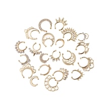 Suntek 21 Parça Kristal Sahte Septum Clicker Burun Altın Altın