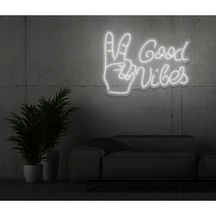 Twins Led Good Vibes Yazılı Ve Şekilli Neon Tabela Beyaz Model:model:66433366