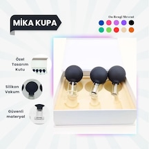 Silikon Vakumlu Mika Yüz Masaj Kupası 3'lü Set Siyah Çok Renkli