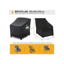 Tek Kişilik Bahçe Koltuk Örtüsü, Koruma Kılıfı, Su Geçirmez Açık Hava Bahçe Mobilya Kılıfları, Dış Mekan Sandalye Kılıfı Örtü Branda, Ağır Hizmet Tipi, 80-85-90cm - Siyah Abanoz - Beyaz