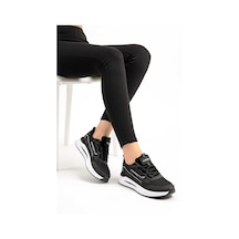 Mcdark Kadın Siyah Beyaz Trenj Bağcıklı Ortopedi Sneaker Ayakkabı
