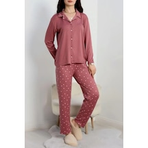 Seka Store Seka Milan Düğmeli Pijama Takımı Gülkurusu - 50750.1048. Çok Renkli