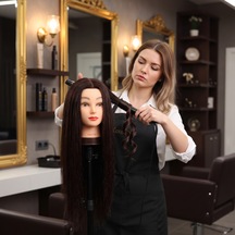 Kuaför Eğitim Mankeni / Yaki + Masa Aparatı / Kızıl Kahve - Mıex-898382 Çok Renkli