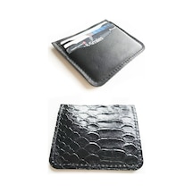 Vip Gift Erkek Siyah Hakiki Deri Desenli Cüzdan Kartlık Çok Renkli
