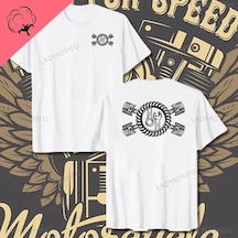 Laoyaoyifu Çapraz Pistonlar Mekanik Grafik T-shirt Erkekler Pamuklu Tee Gömlek Streetwearkoyu Gri Koyu Gri