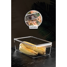 Kapaklı Buzdolabı Düzenleyici Buzdolabı Içi Düzenleyici Organizer 10 X 32,5 X 20 Cm Şeffaf