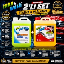 Max&wash 2'li Profesyonel Araç Bakım Seti 4 Kg Cilalı Oto Şampuan + 4 Kg Hızlı Cila Parlaklık, Koruma Ve Güçlü Temizlik