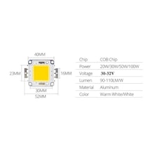 Beyaz Cob Led Lamba Çipi 10w 20w 30w 50w 100w Led Cob Ampul 12v 32v Soğuk/sıcak Beyaz Spot Projektör, Güç Watt : 30, Seçenekler: 30w