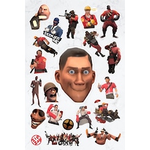 Team Fortress 2 Video Oyun Sticker Paketi 20 Adet Çok Renkli