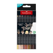 Black Edition Boya Kalemi 12'li Skin Tones, Siyah Lata, Siyah Kağıda Uyumlu, Ergonomik Üçgen Gövde, Ten Renkleri Genel